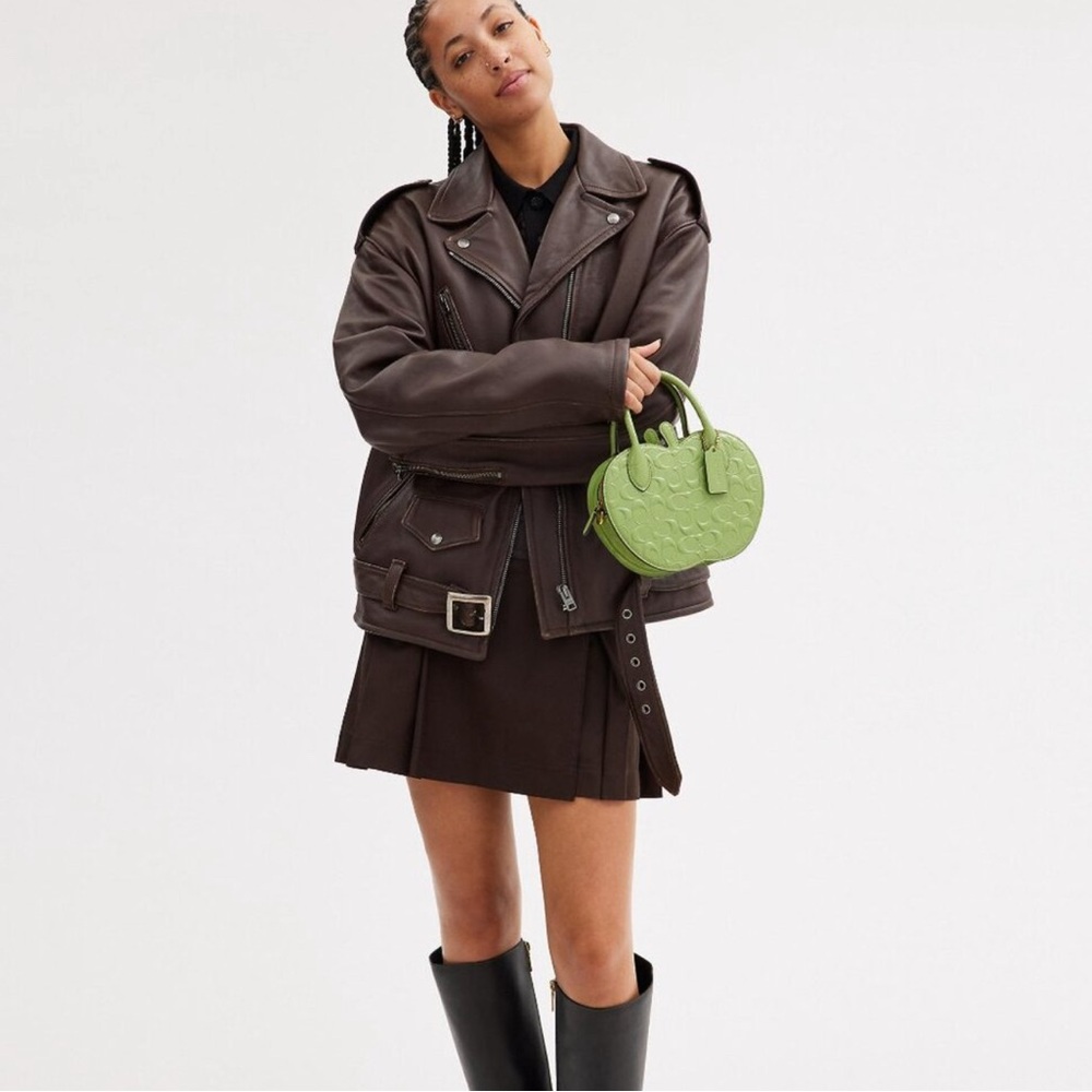Coach Signature Leather Apple Crossbody Bag